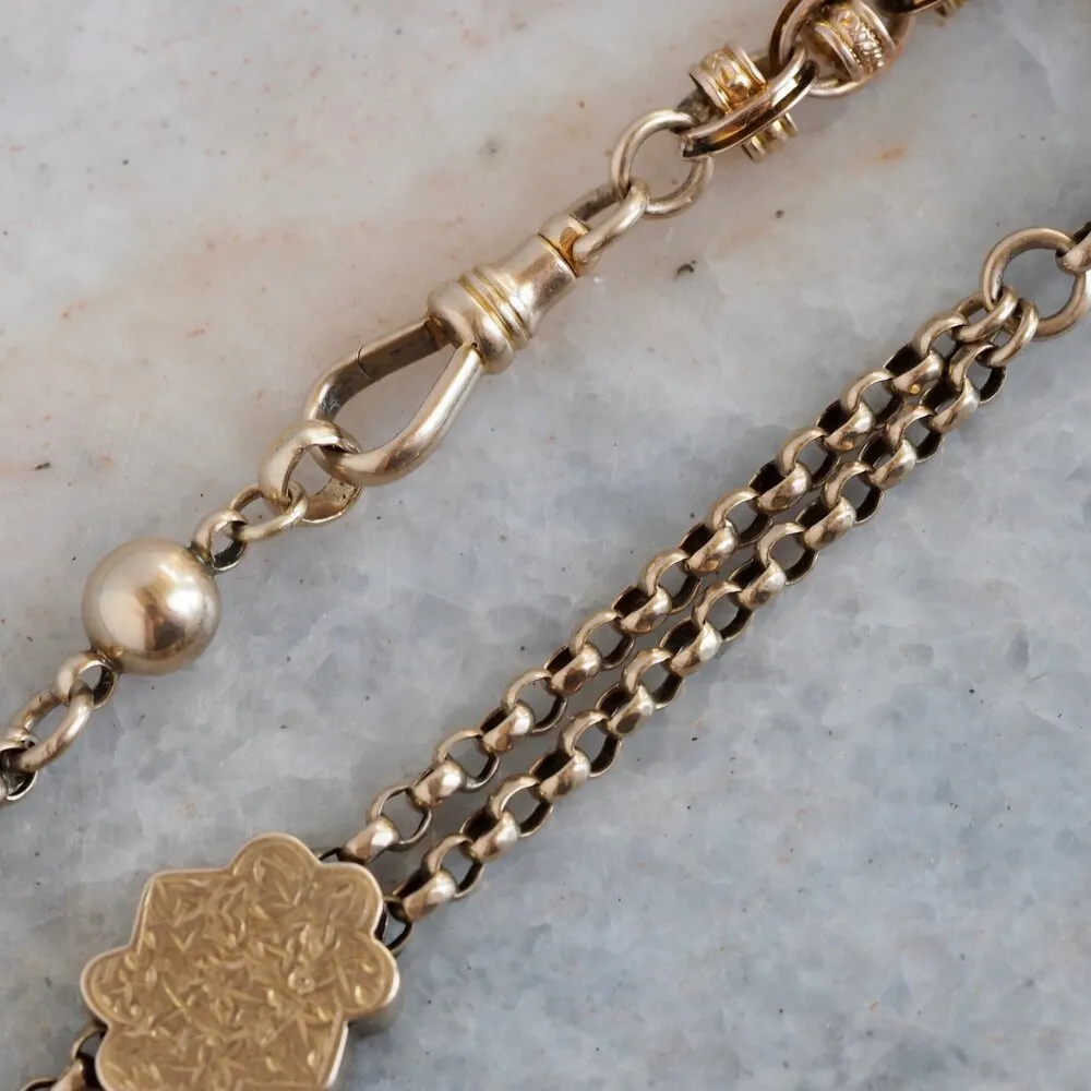 Antique Victorian 14k and 10k Gold Rolo Link and Ornate Link Slide Bracelet