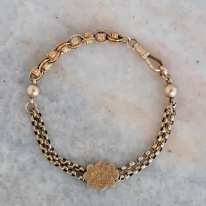 Antique Victorian 14k and 10k Gold Rolo Link and Ornate Link Slide Bracelet