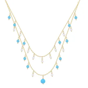 AZURA FRESHWATER PEARL & TURQUOISE GOLD NECKLACE