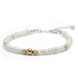 Banyan Freshwater Pearl Bracelet with Multi-Sized Gold Plated Beads