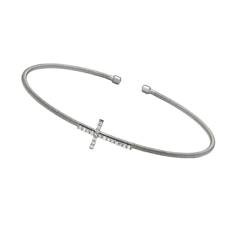 Bella Cavo Diamond Cross Cuff Bracelet