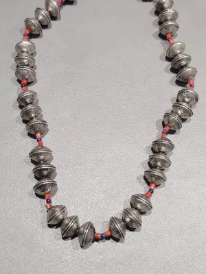 Betty Yellowhorse Navajo Mercury Dime Coral Lapis Necklace - Handmade Native American