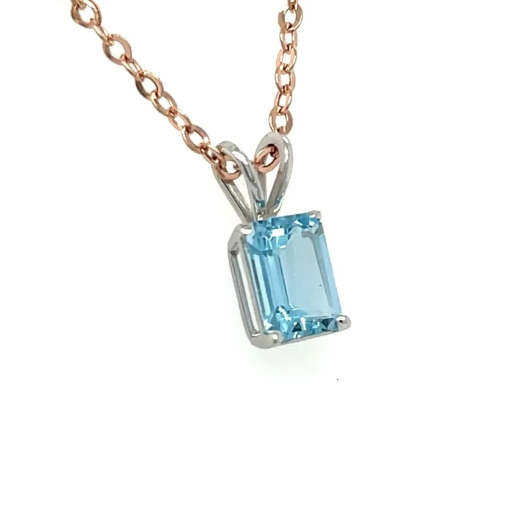 Blue Topaz Pendant set in 14k White Gold at Regard Jewelry in Austin, Texas