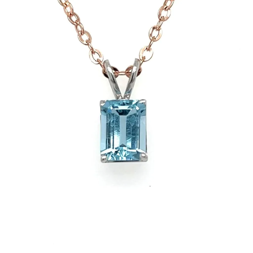 Blue Topaz Pendant set in 14k White Gold at Regard Jewelry in Austin, Texas