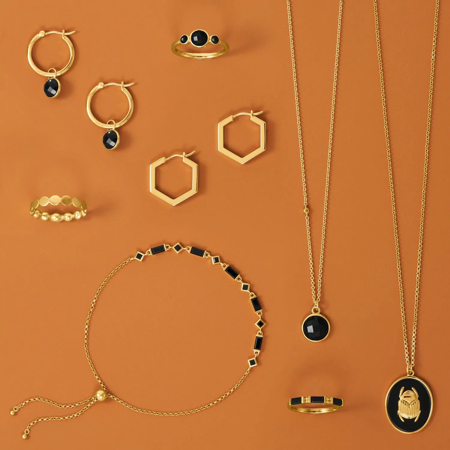 Bodacious Baguettes! 14 Karat Gold Plated Black CZ Bolo Bracelet