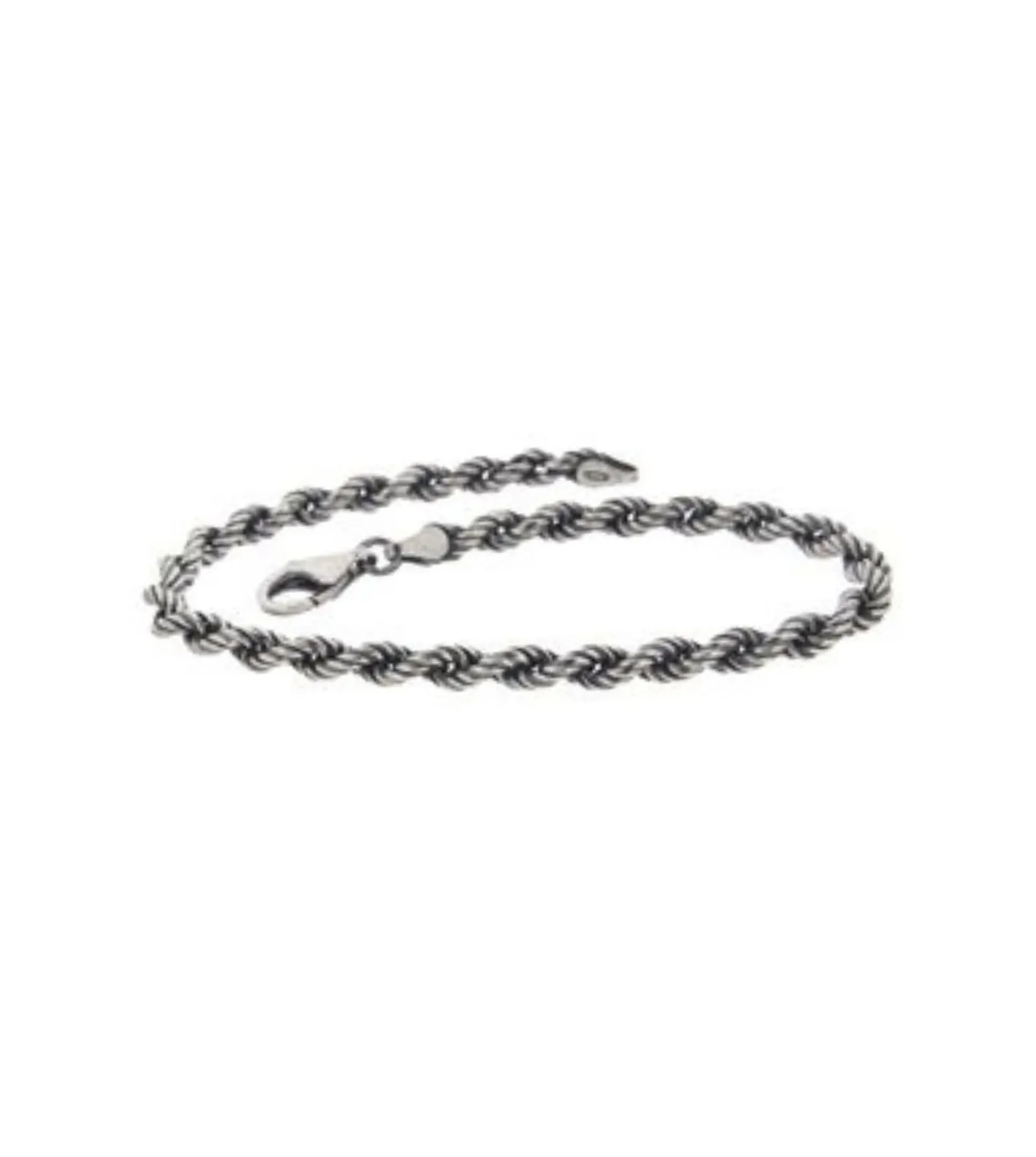 BRACELET ITALY MEN CABLE CHAIN BURNISHED SILVER