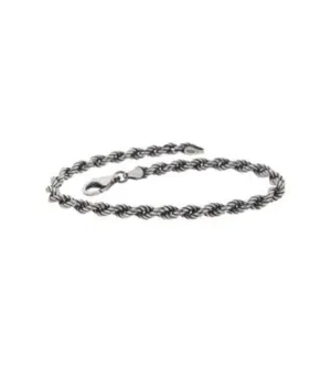 BRACELET ITALY MEN CABLE CHAIN BURNISHED SILVER