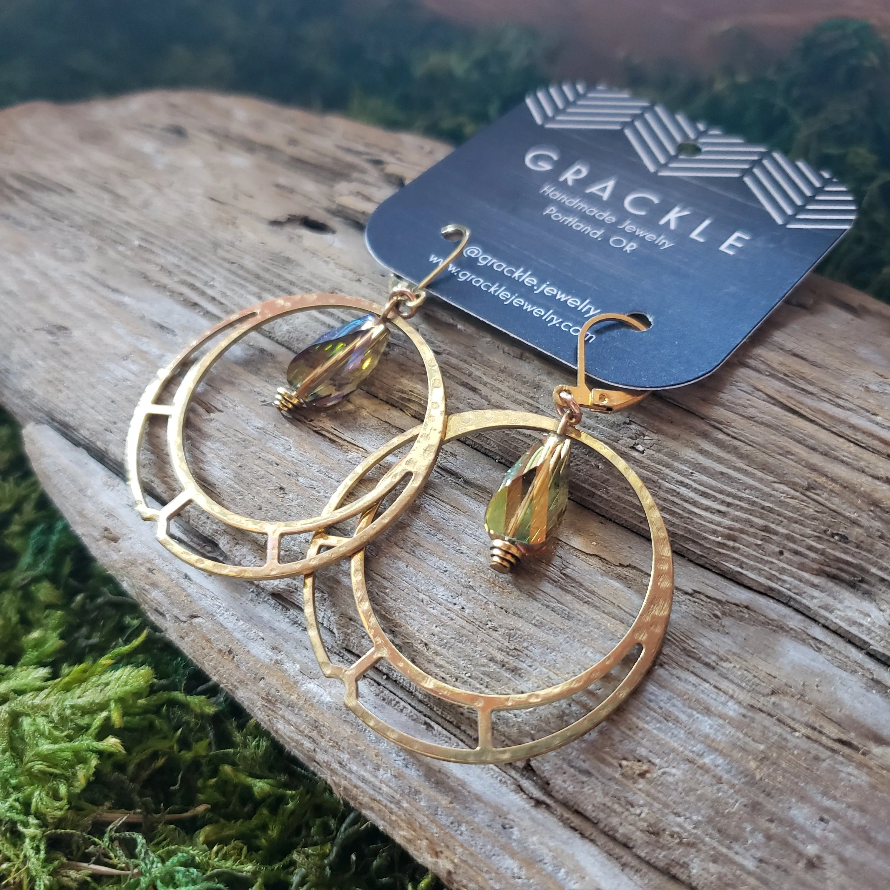 Brass Bead & Hoop Earrings
