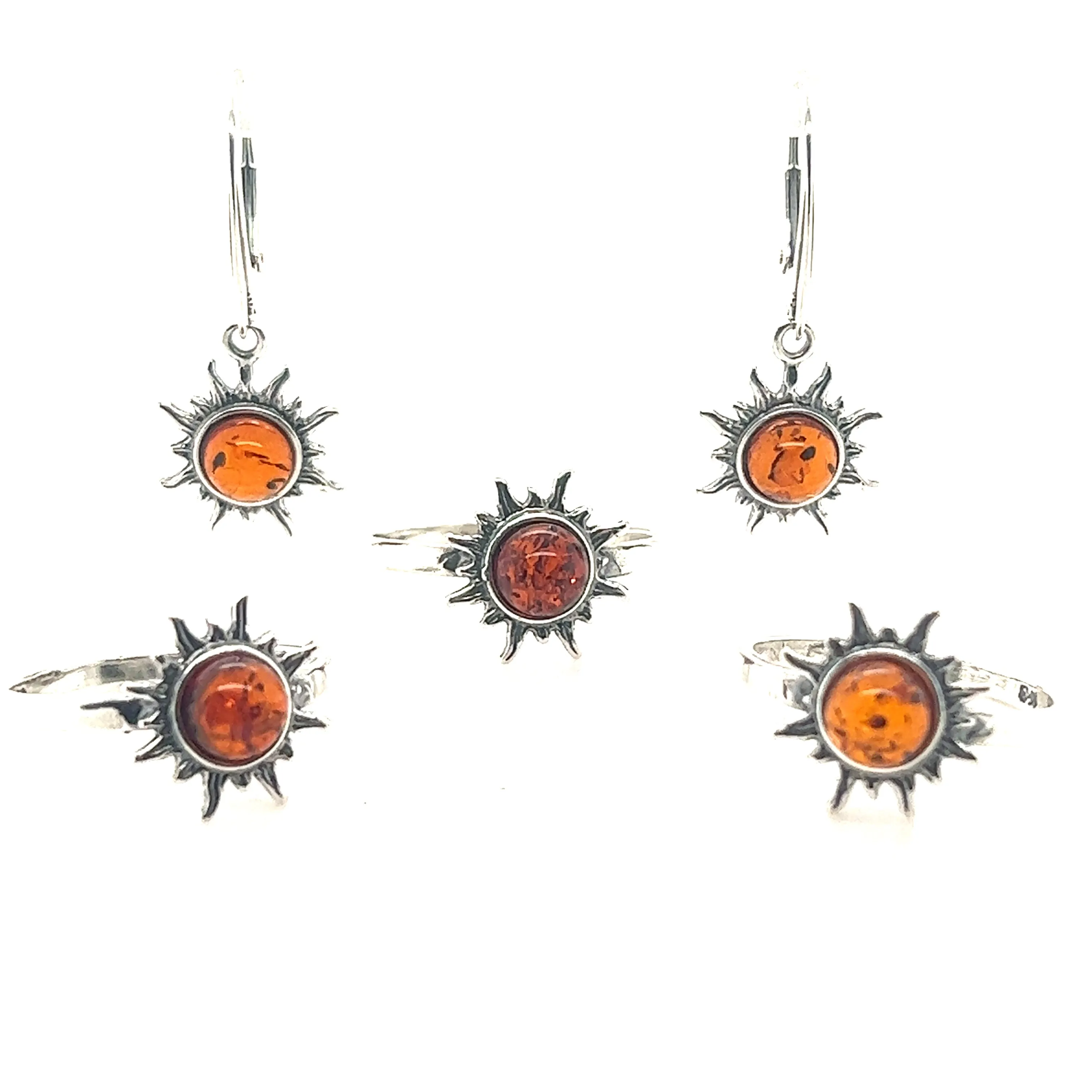 Brilliant Baltic Amber Sun Earrings