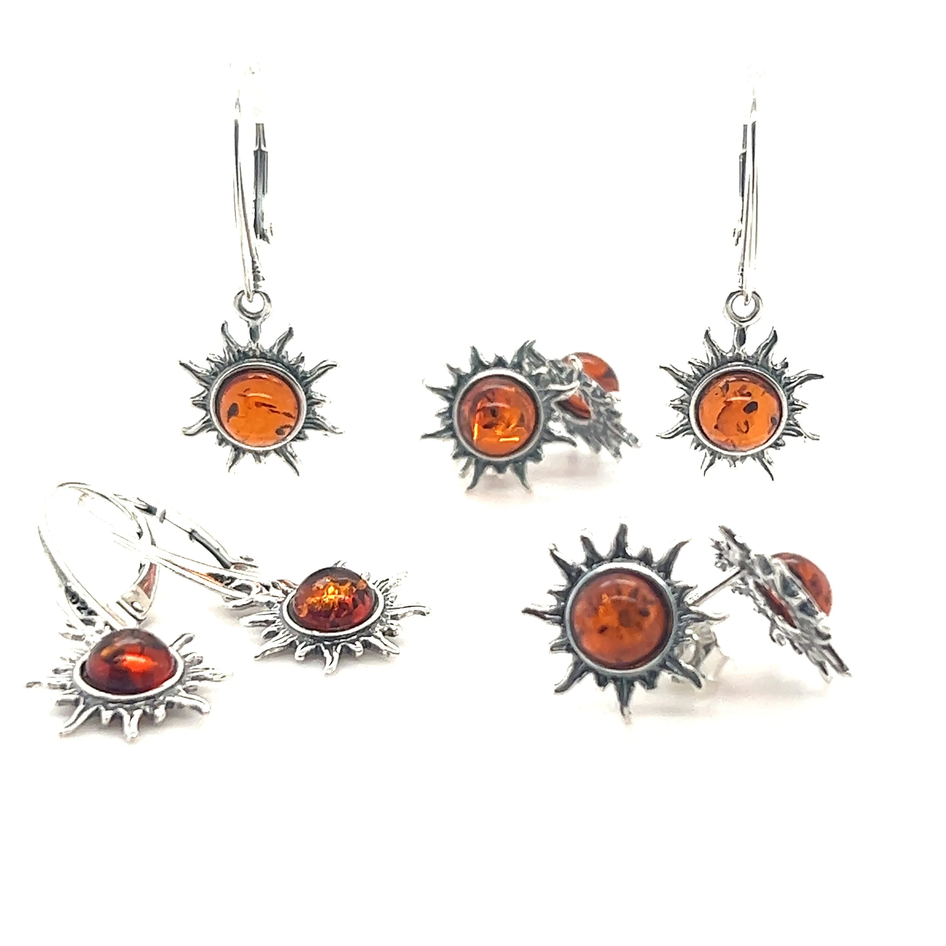 Brilliant Baltic Amber Sun Earrings