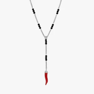 Capri Corno Necklace With Rhodium Plated Silver