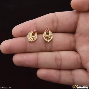 Chic Design Sparkling Design Gold Plated Earrings for Ladies - Style A159
