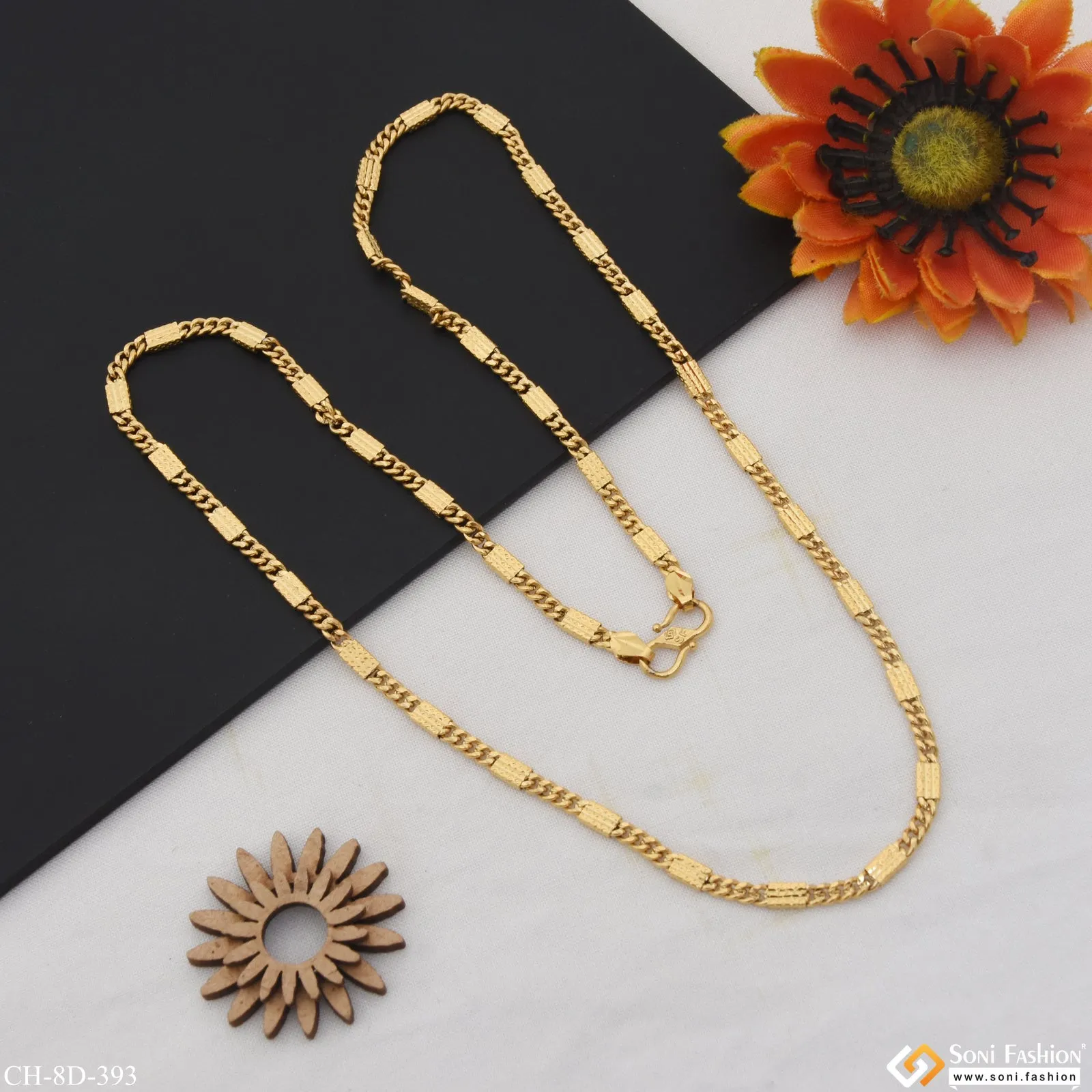 Chic Design Superior Quality Gold Plated Link Chain for Men - Style D393