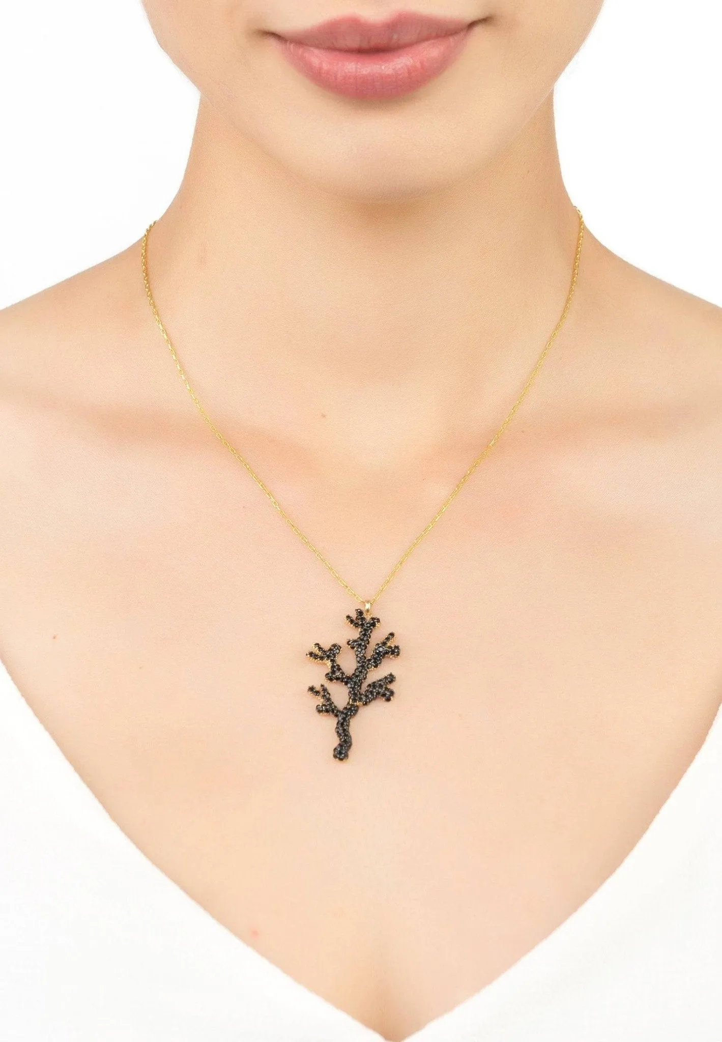 Coral Reef Necklace Black Cz