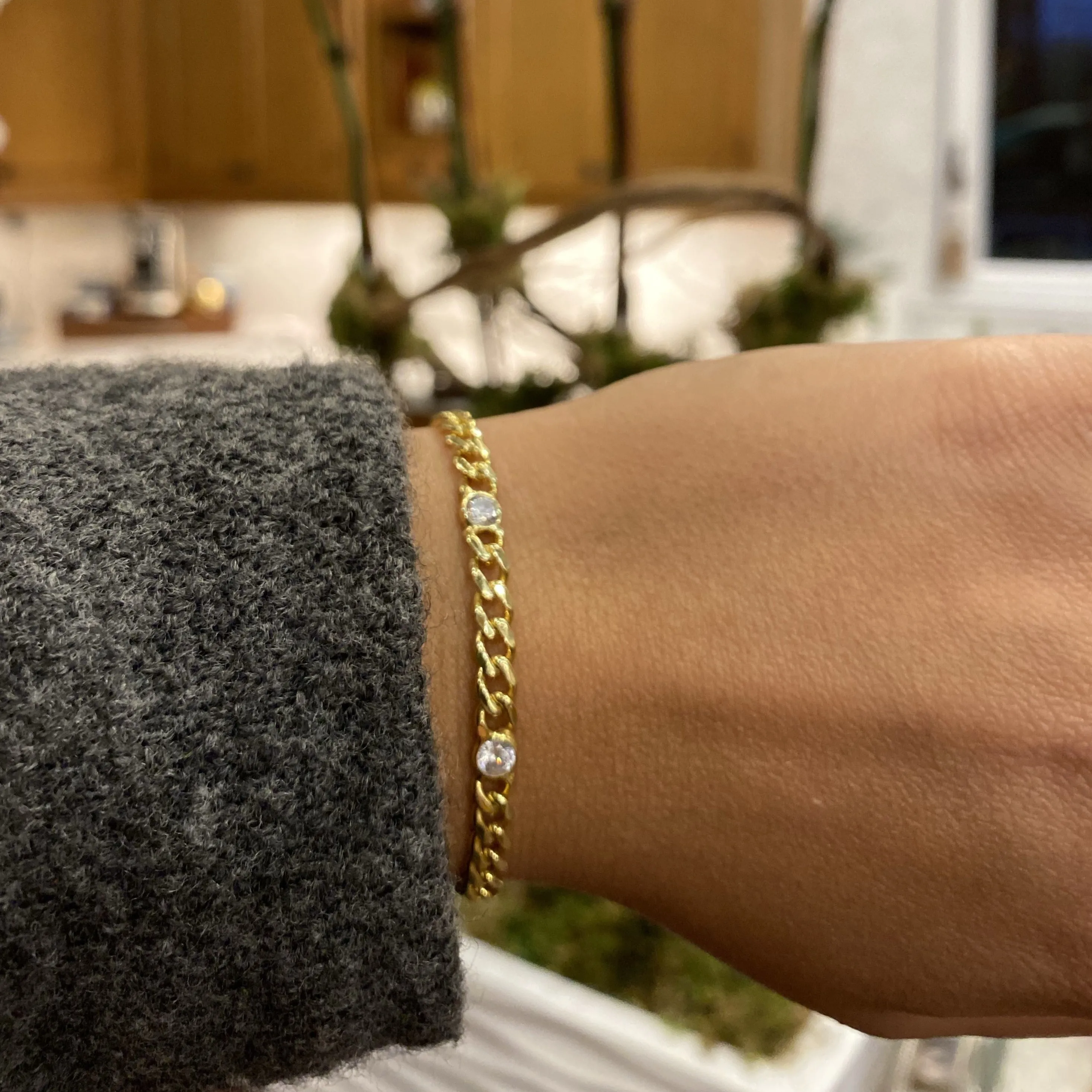Cubic Link CZ Bezel Bracelet