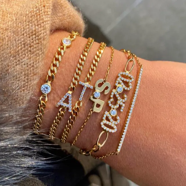 Cubic Link CZ Bezel Bracelet