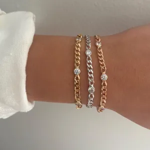 Cubic Link CZ Bezel Bracelet