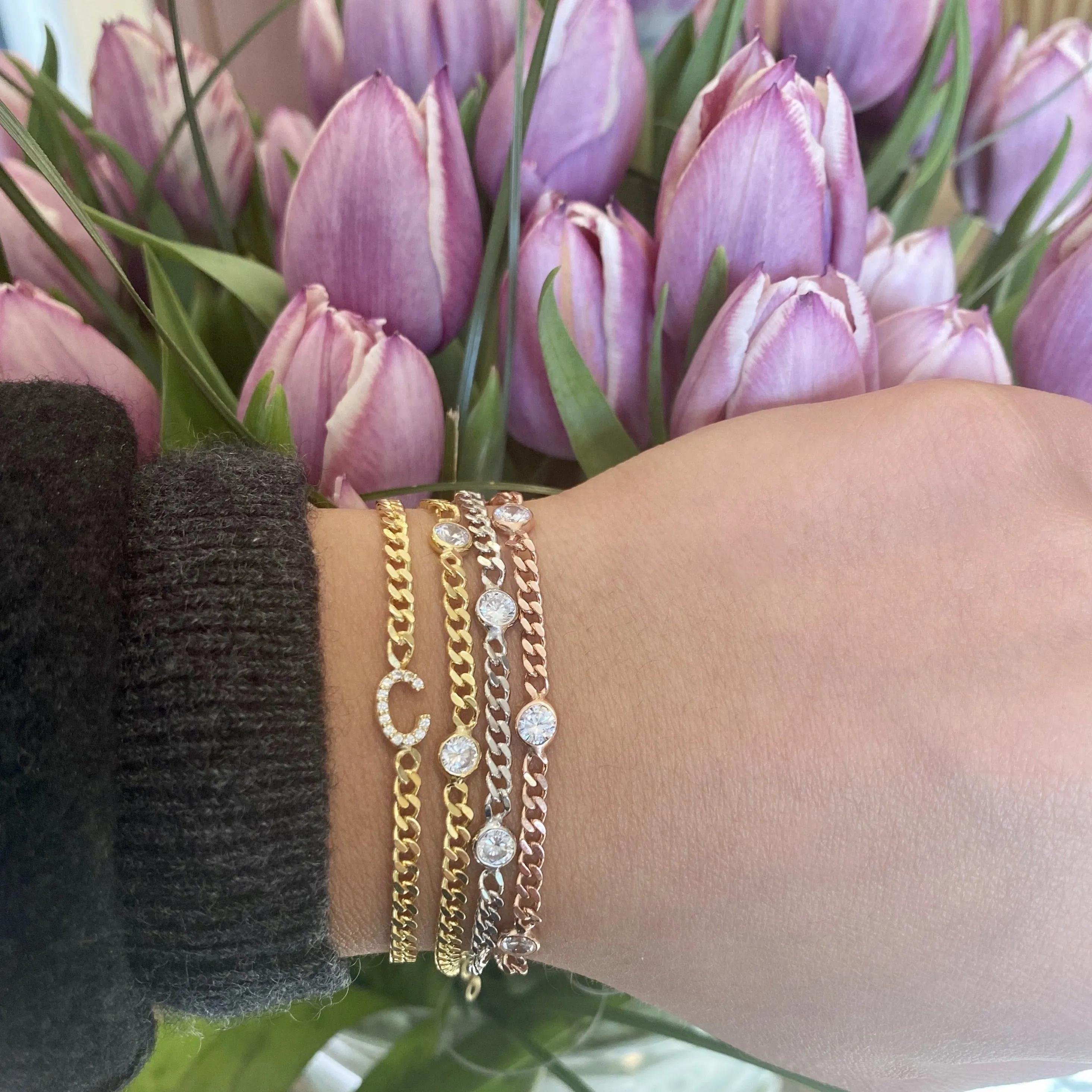 Cubic Link CZ Bezel Bracelet