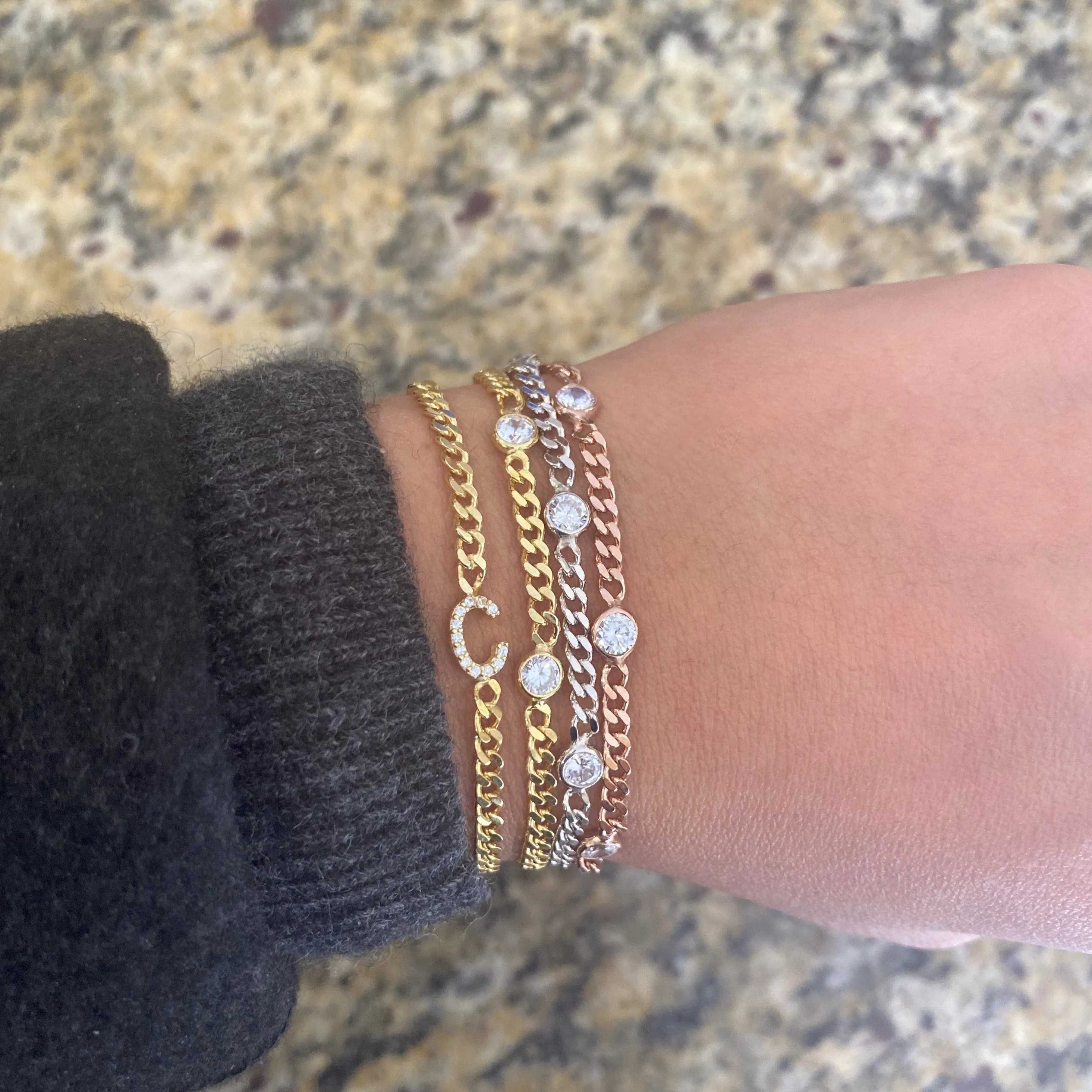Cubic Link CZ Bezel Bracelet