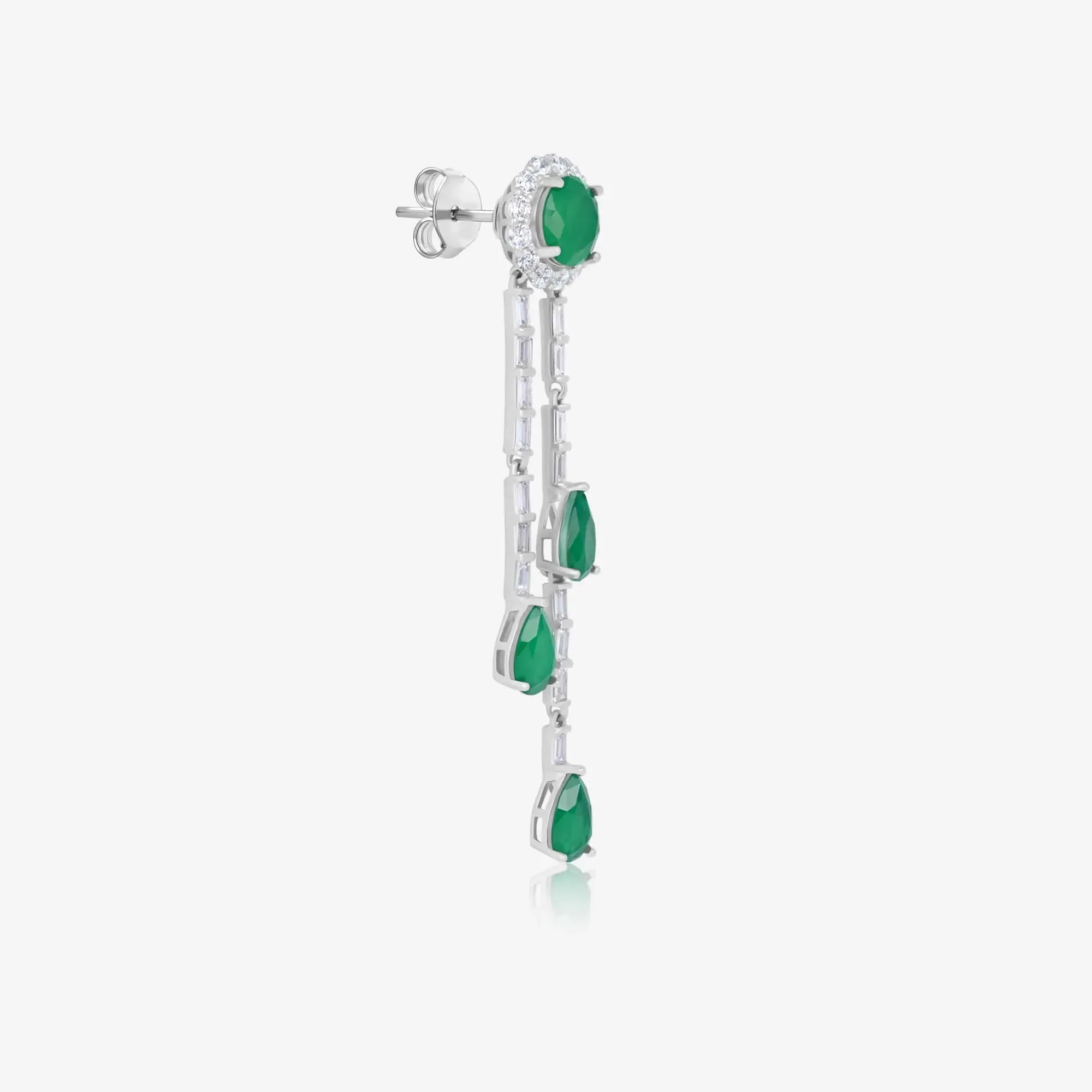 Dangling Green Pear shaped Accent Earrings