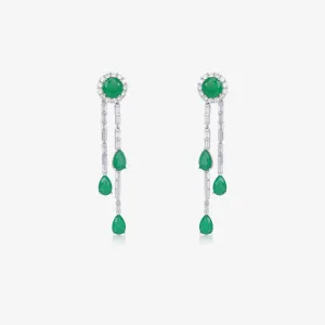 Dangling Green Pear shaped Accent Earrings
