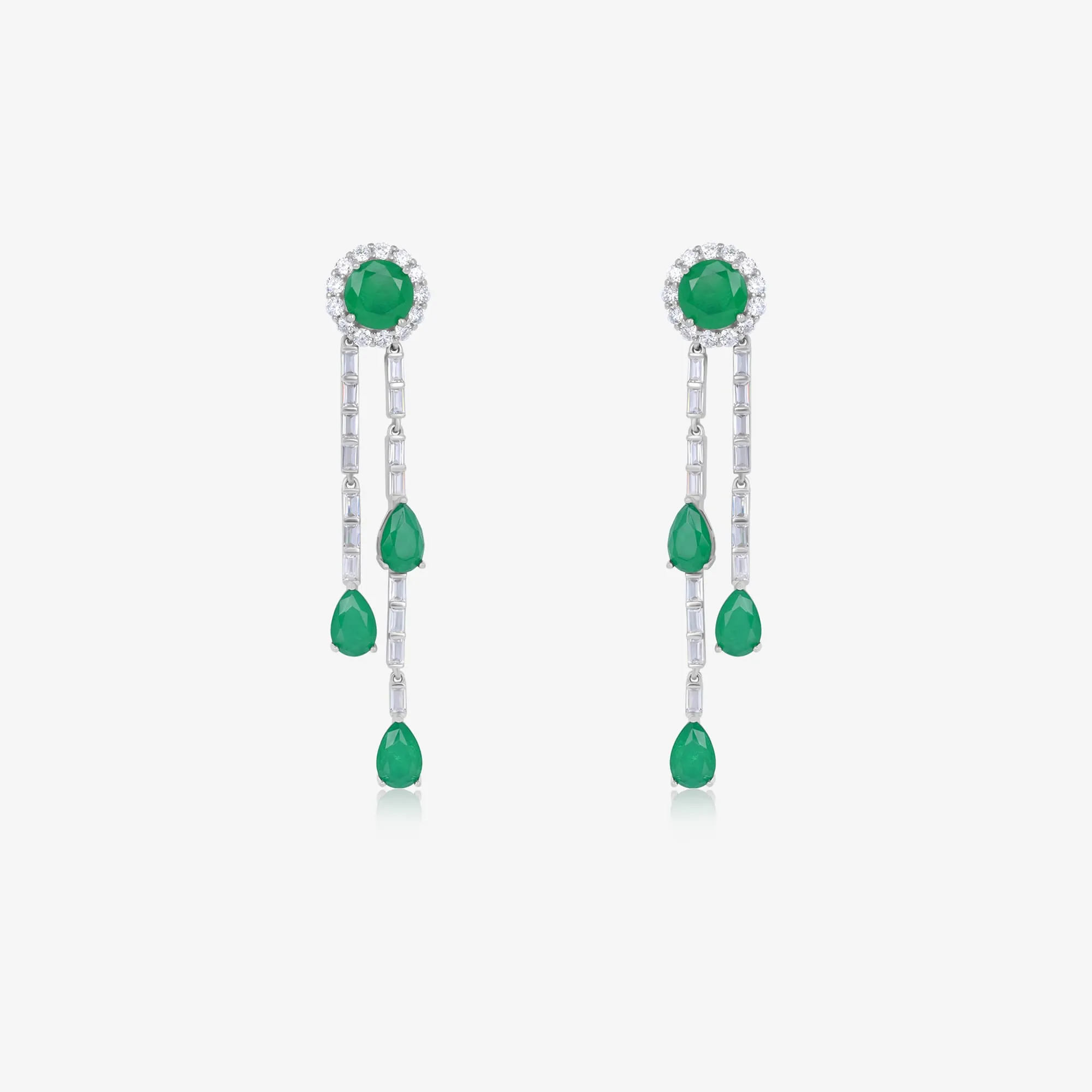 Dangling Green Pear shaped Accent Earrings