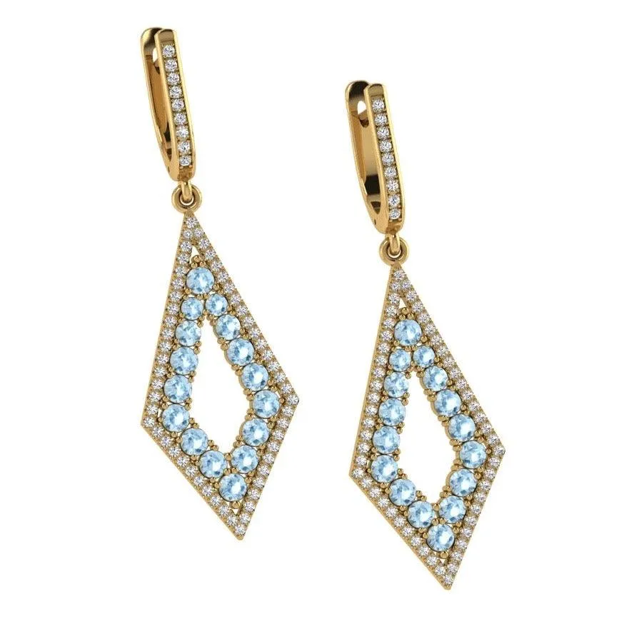 Diamond and Blue Topaz Drop Earrings