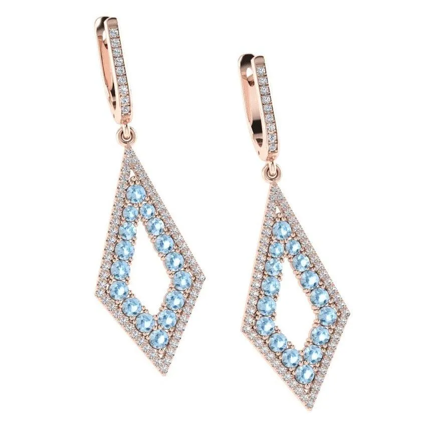 Diamond and Blue Topaz Drop Earrings