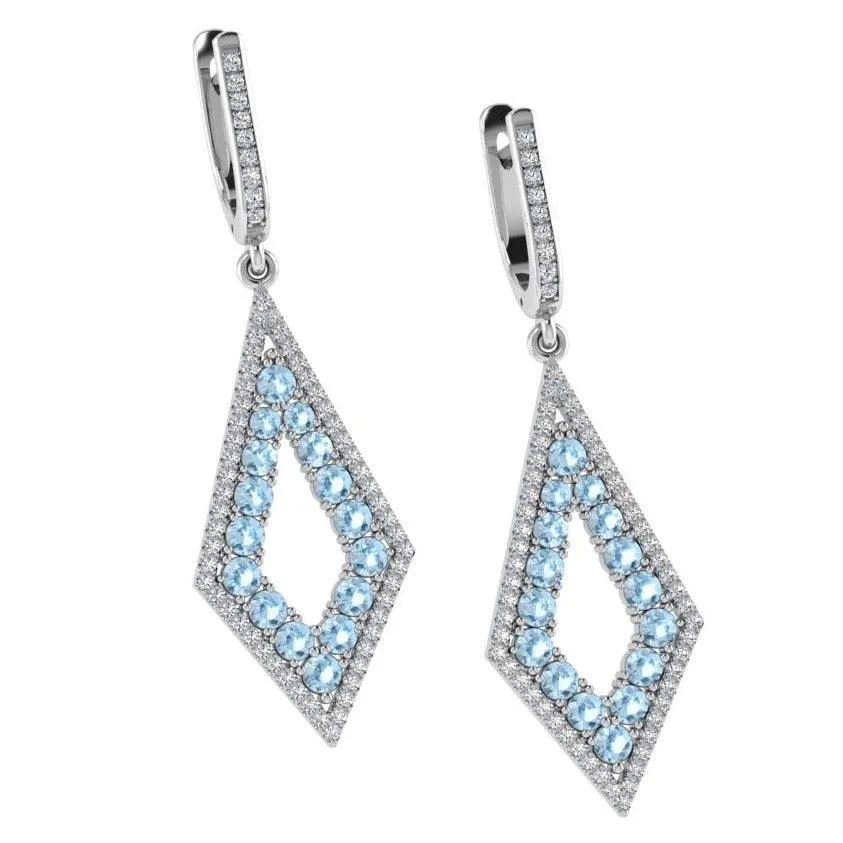 Diamond and Blue Topaz Drop Earrings