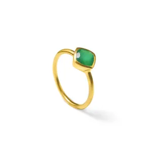 Diamond Shape Green Onyx Stacking Ring • May Birthstone