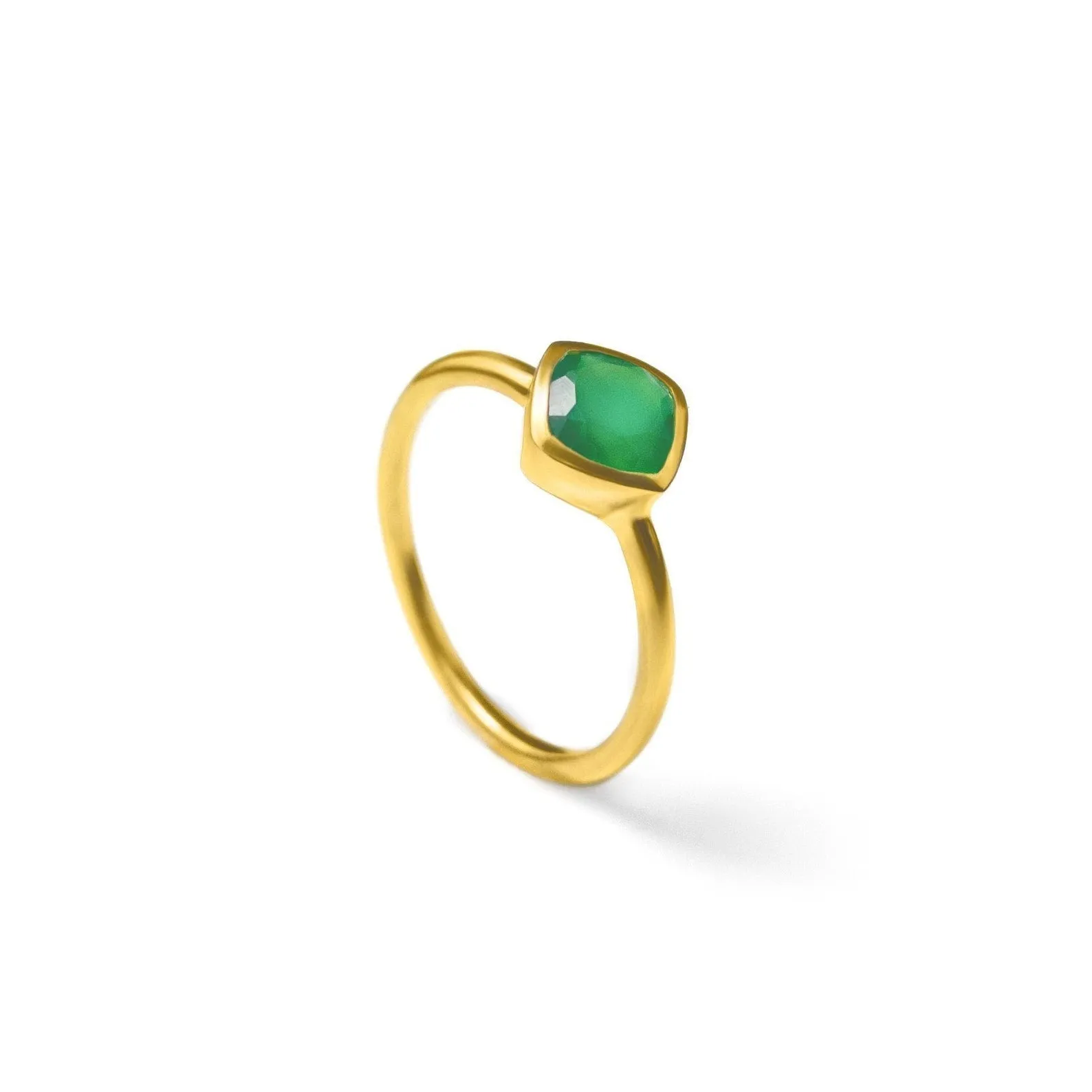 Diamond Shape Green Onyx Stacking Ring • May Birthstone