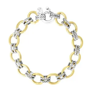 Doppia LInk Bracelet in Sterling Silver & 18K Yellow Gold