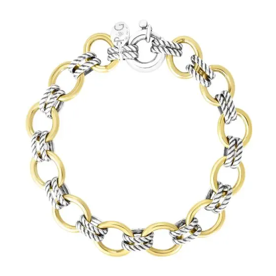 Doppia LInk Bracelet in Sterling Silver & 18K Yellow Gold