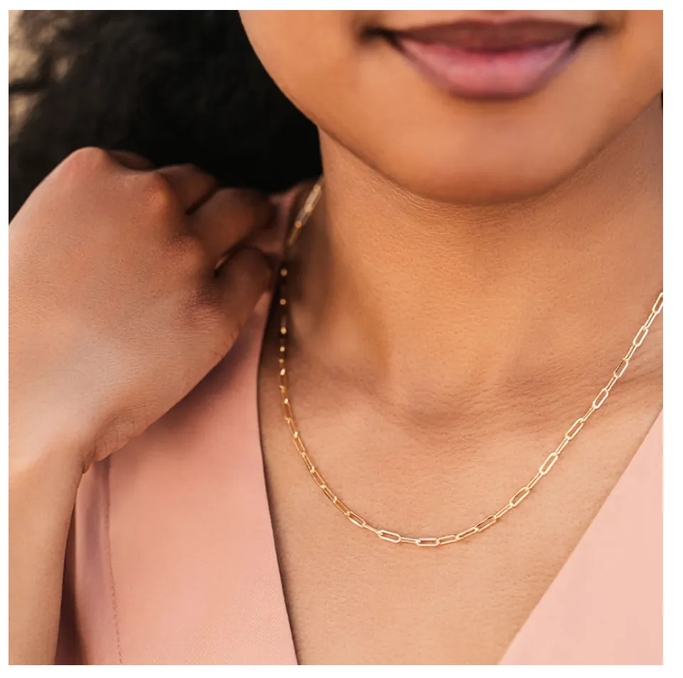 Elle Sterling Silver or Gold Plated Paperclip Link Chain