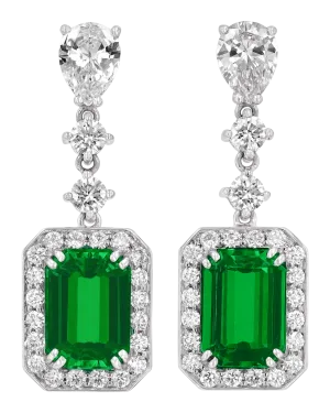 Emerald-Cut Emerald Earrings, 3.75 Carats
