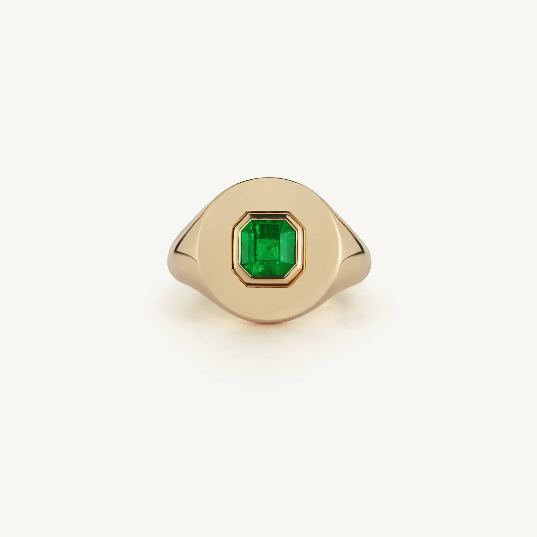 Emerald Diamond Signet Ring