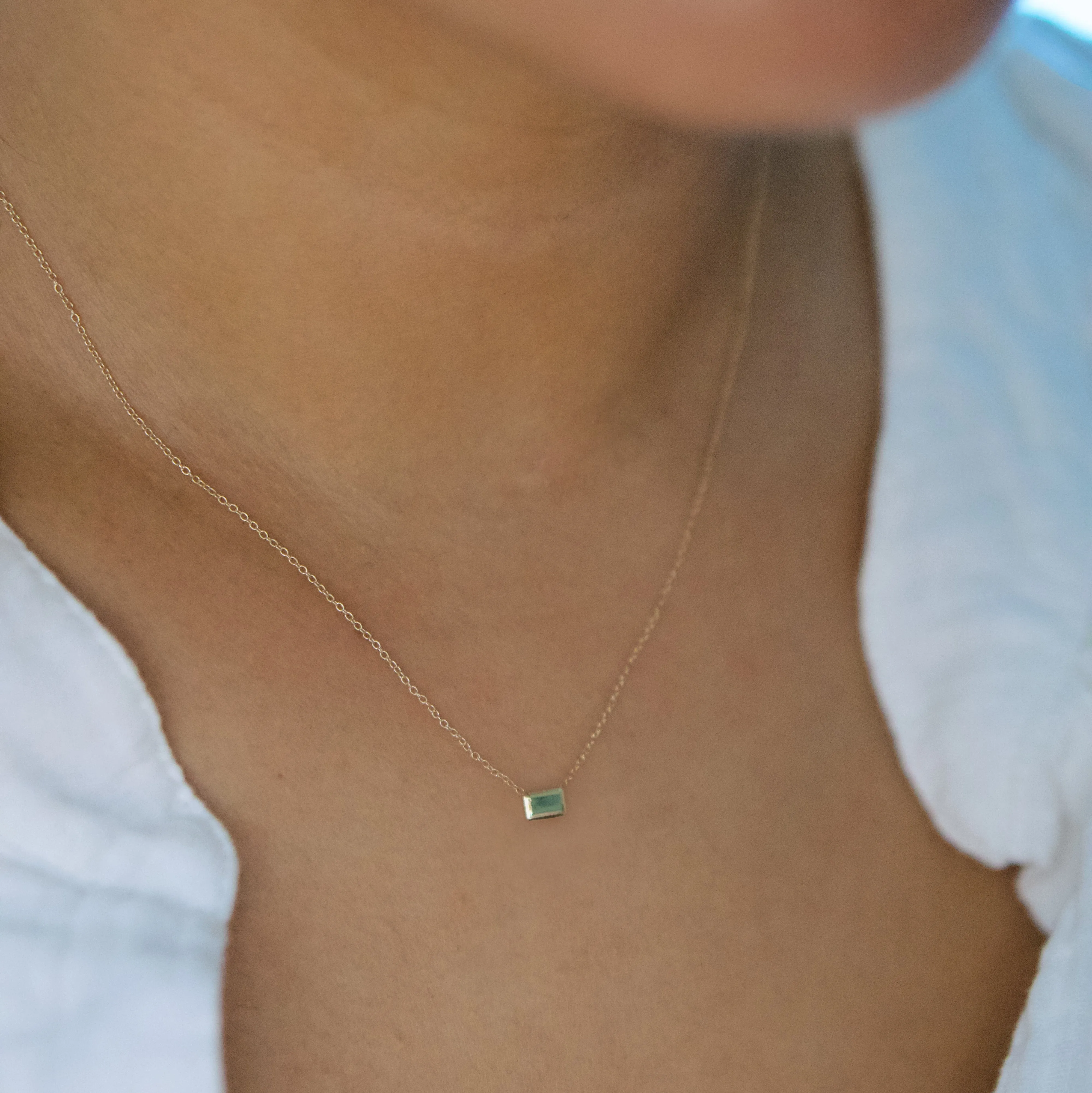 Emerald Gem Necklace - Solid 14kt