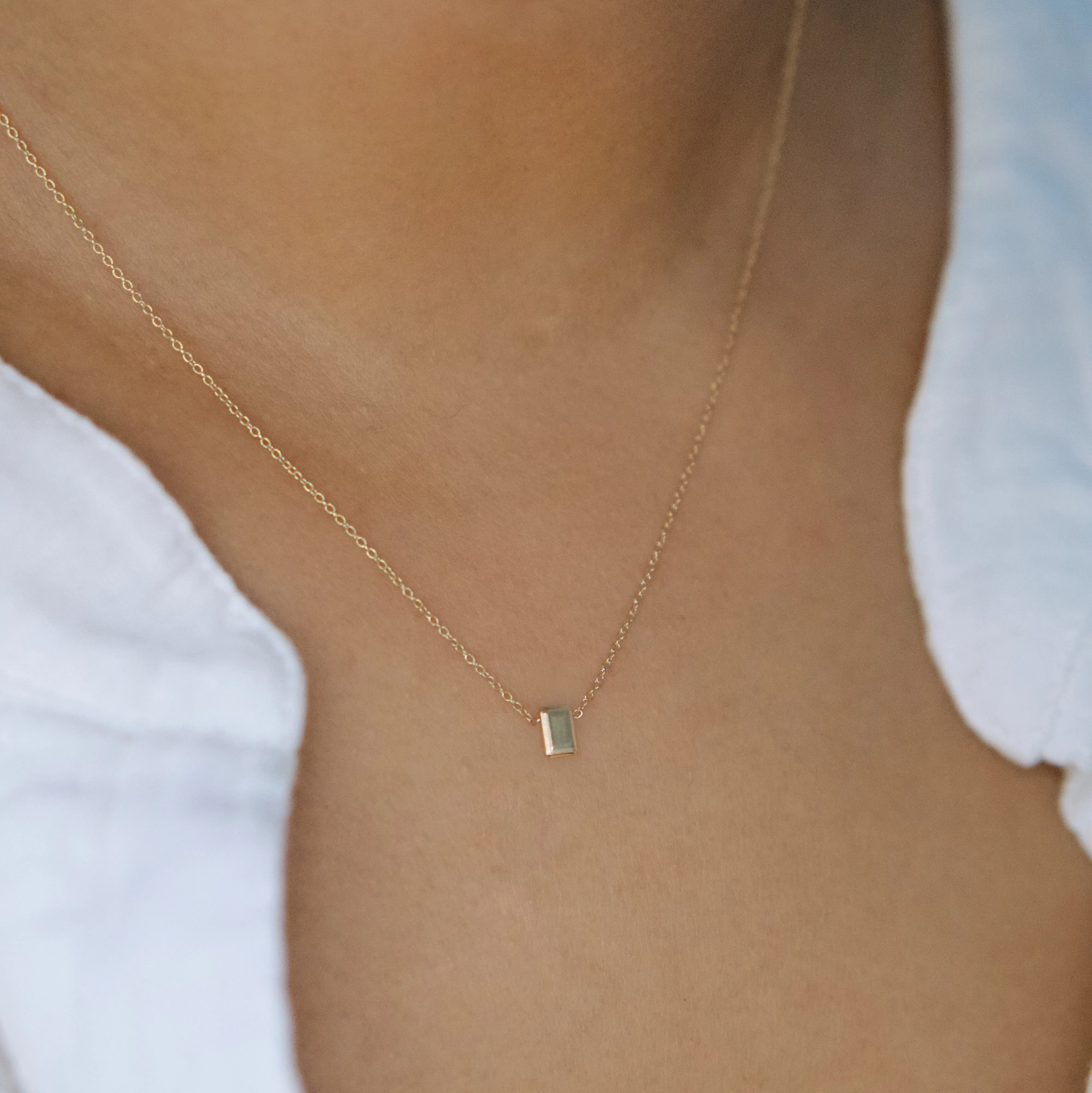 Emerald Gem Necklace - Solid 14kt