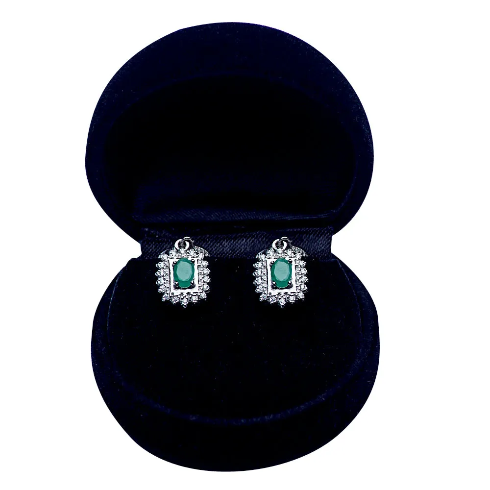 Emerald Regal Silver Earrings