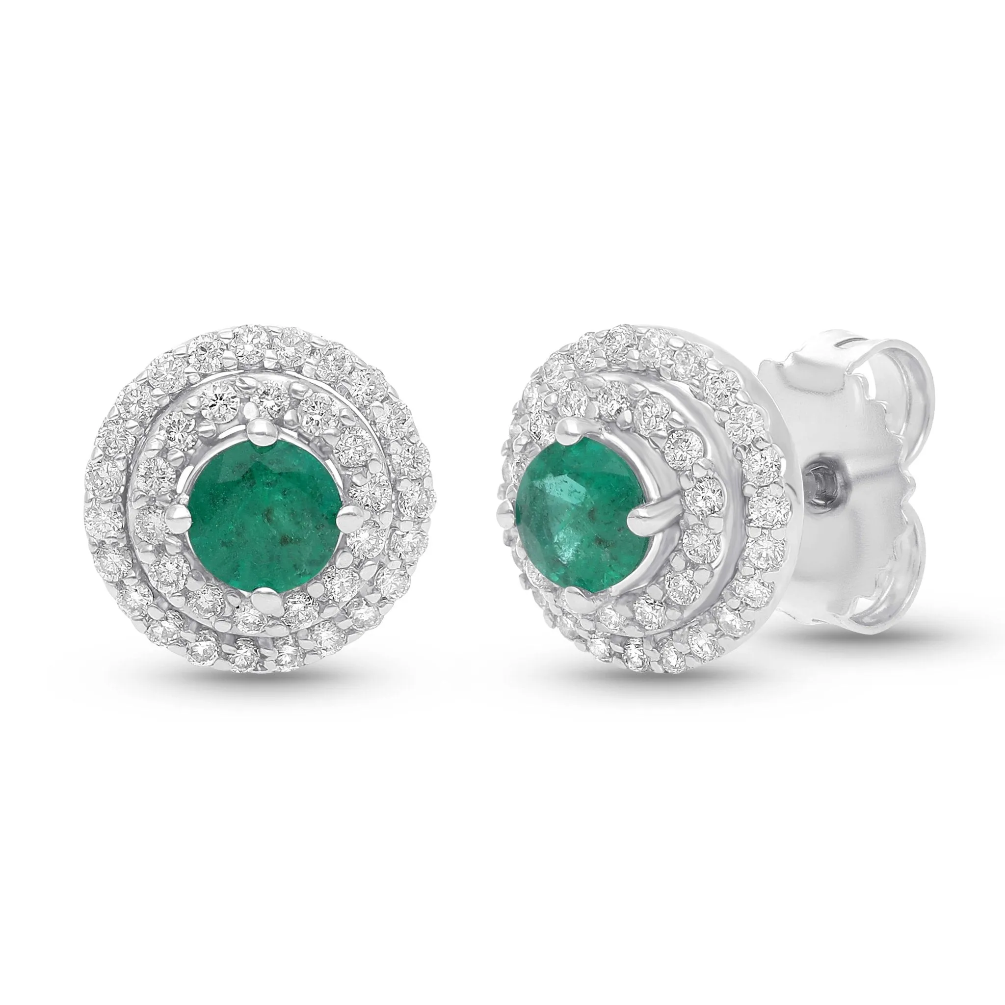 Esmeralda Double Halo Earrings - YG