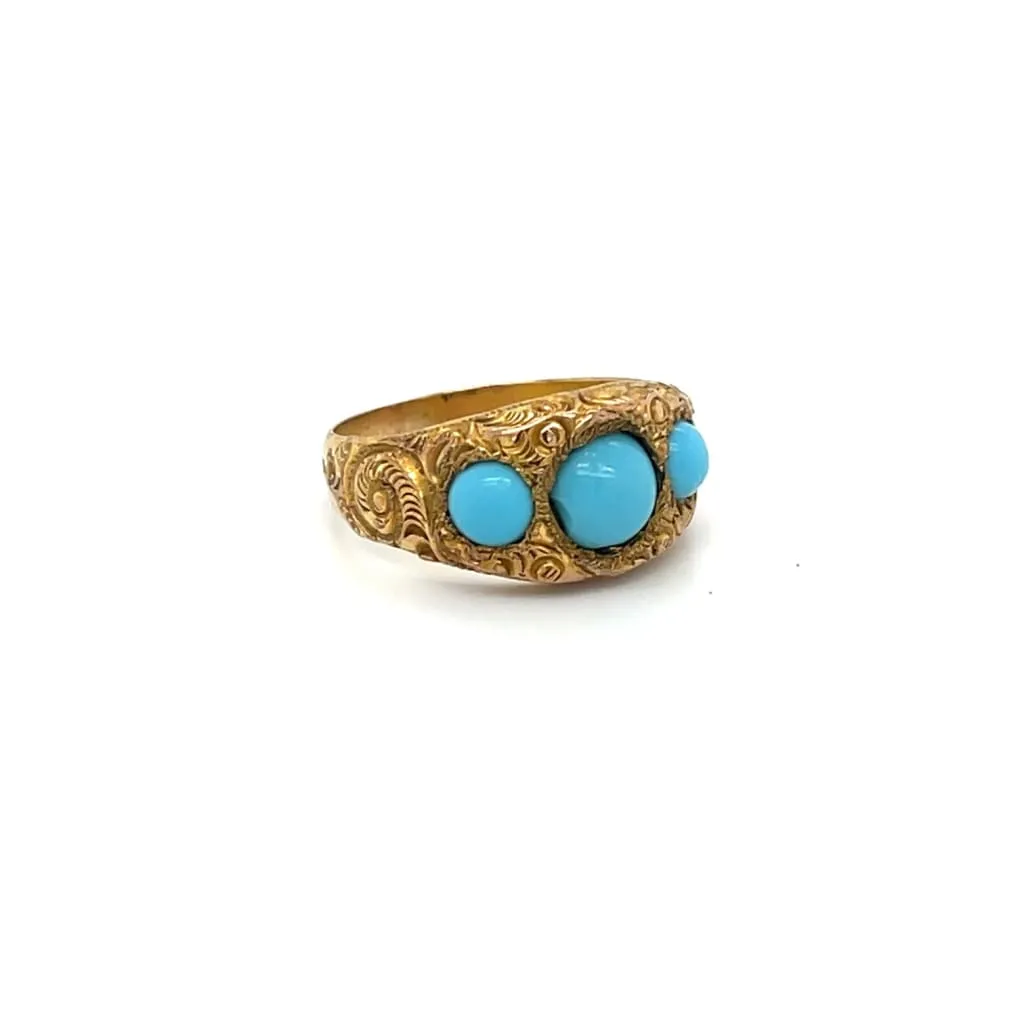 Estate Three Stone Turquoise Ring at Regard Jewelry in Austin, Texas