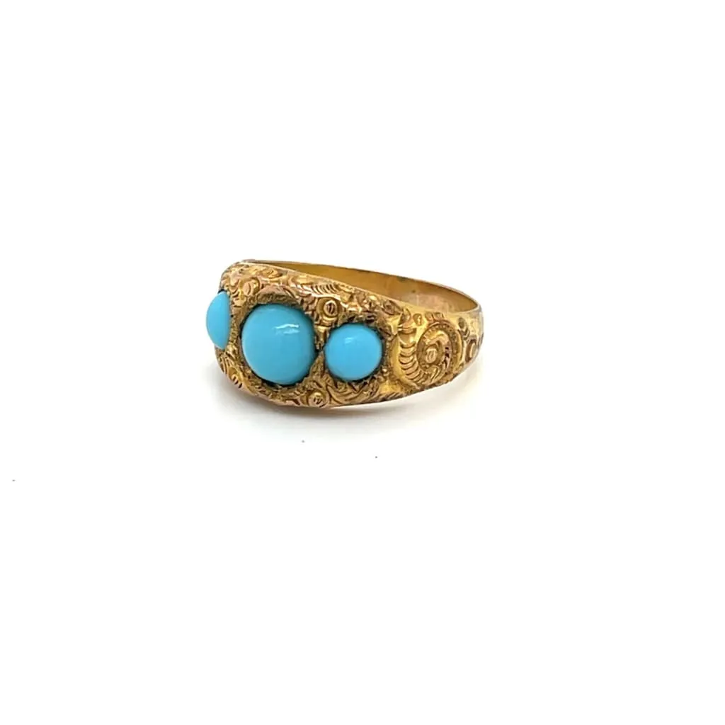 Estate Three Stone Turquoise Ring at Regard Jewelry in Austin, Texas