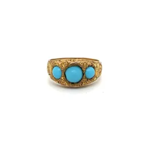 Estate Three Stone Turquoise Ring at Regard Jewelry in Austin, Texas