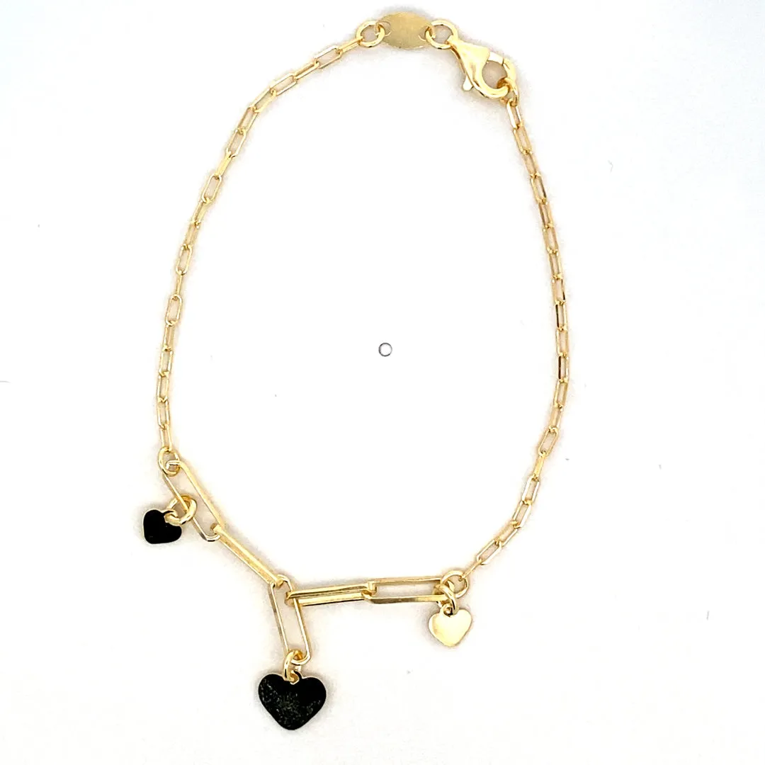 Flora Black-Heart Silver Bracelet