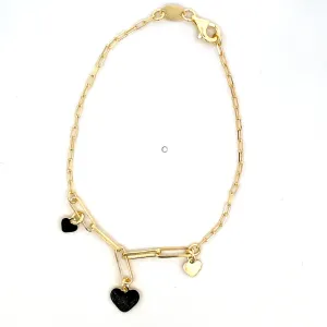 Flora Black-Heart Silver Bracelet