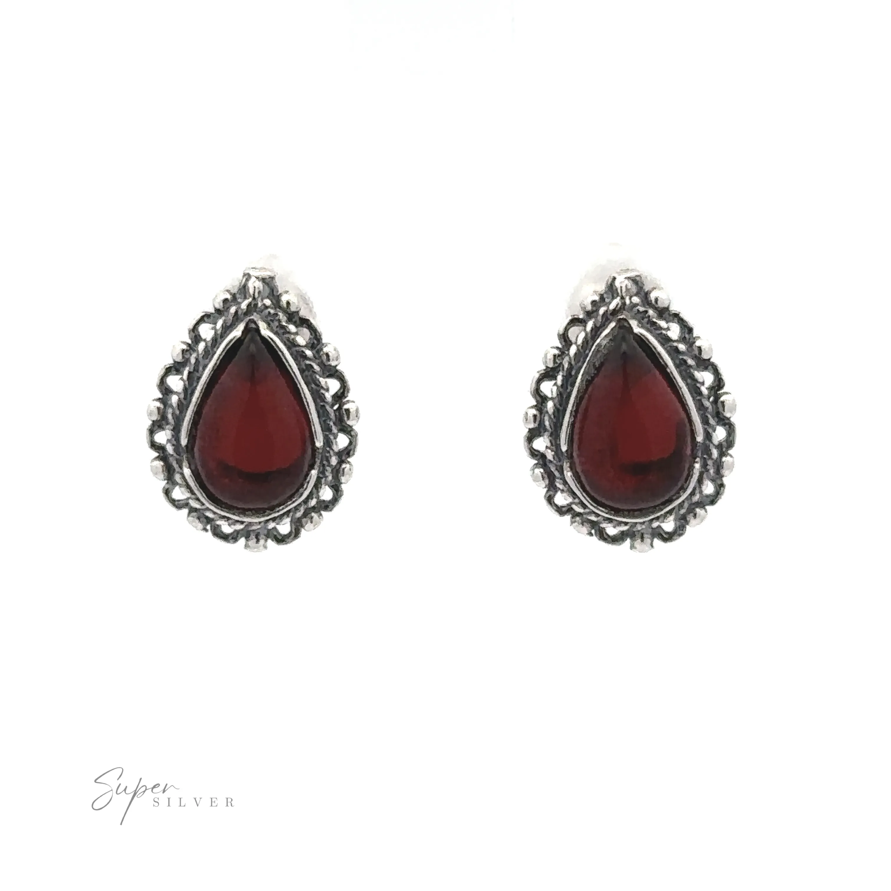 Framed Teardrop Amber Studs