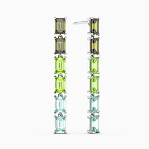 Gemstone Drop Earrings | Cocktail Green Design in Silver | Irosk ®