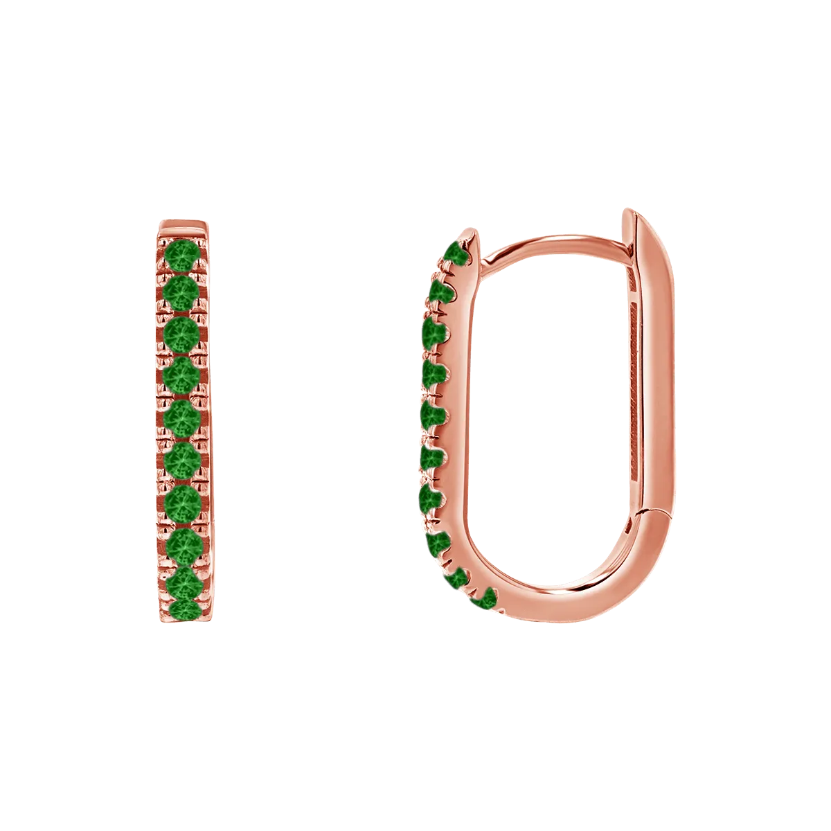 Gemstone Pave Paperclip Huggie Earrings