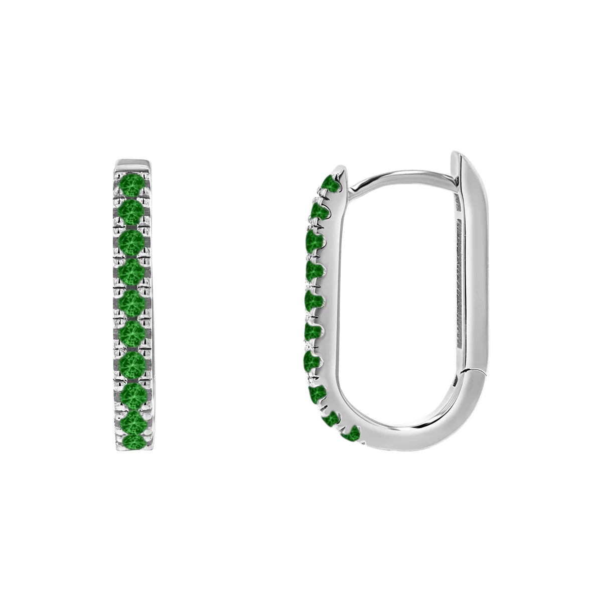 Gemstone Pave Paperclip Huggie Earrings