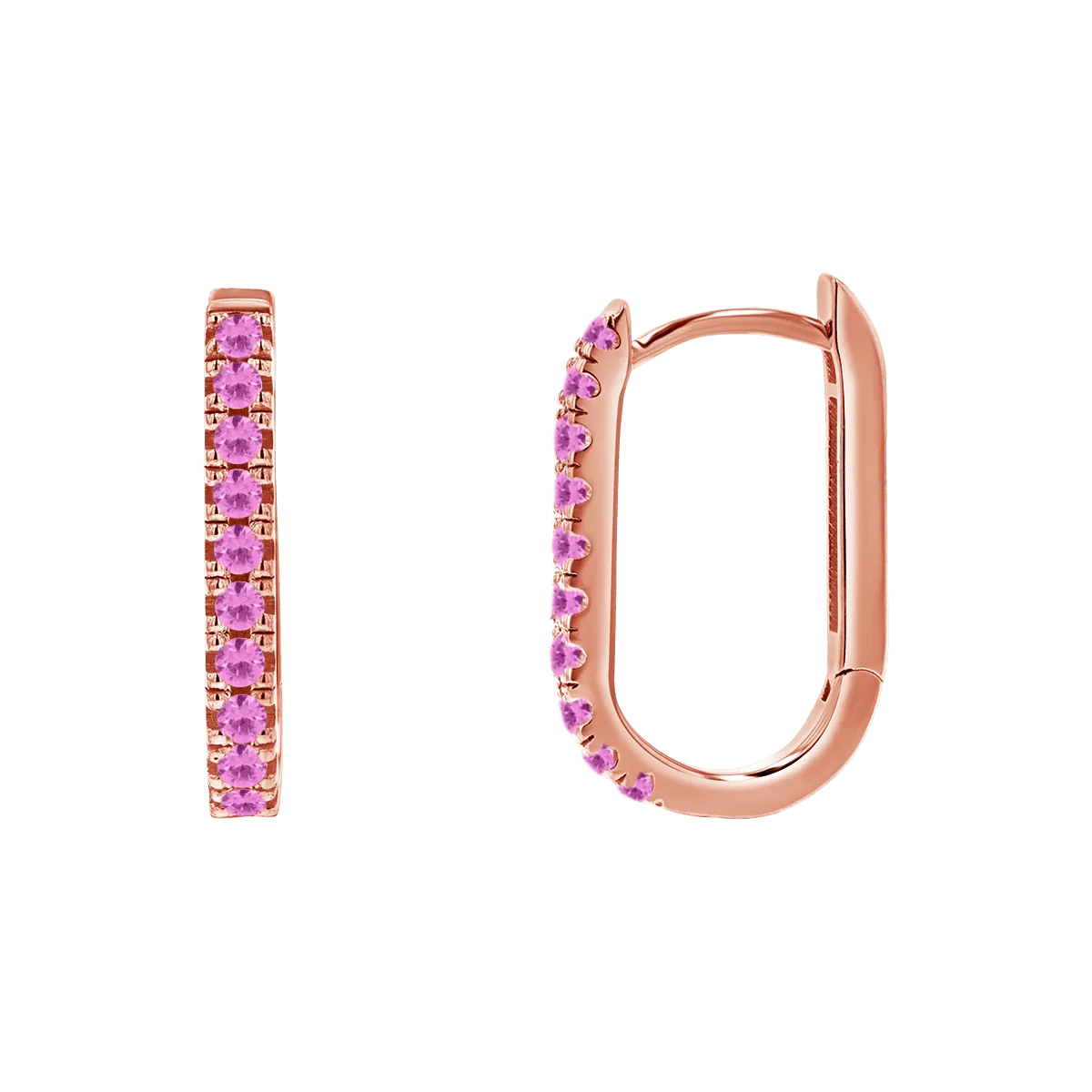 Gemstone Pave Paperclip Huggie Earrings